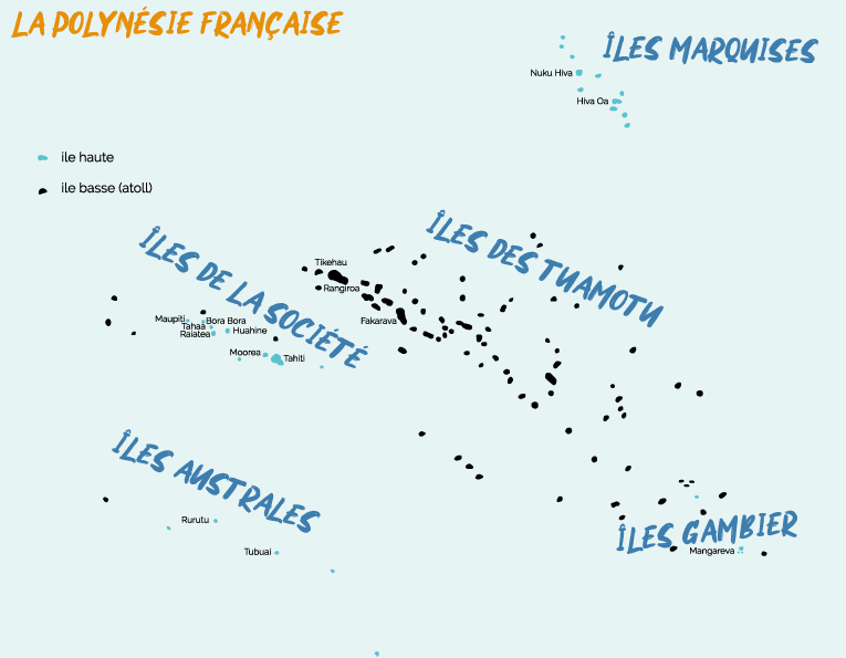 Polynésie maps - bleu voyages